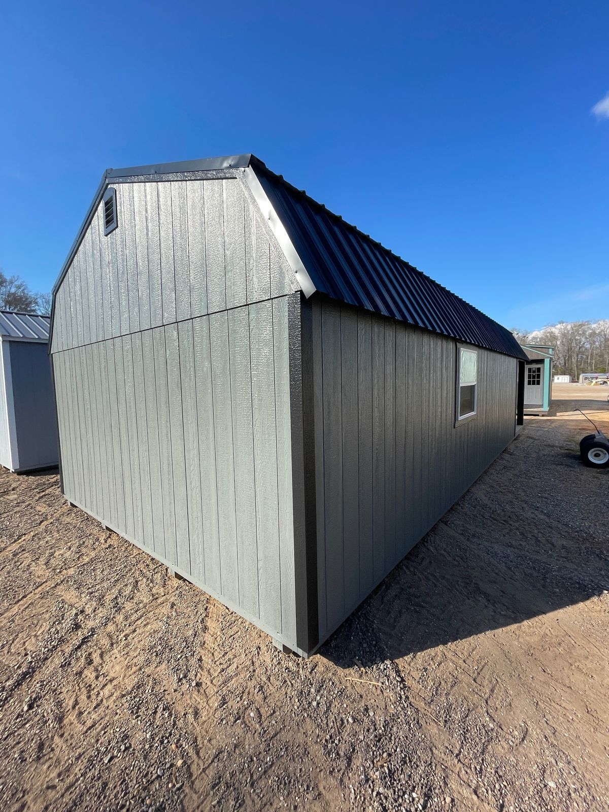 Lofted barn cabin side view